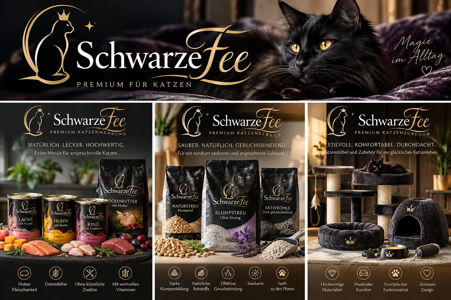Illustratives Markenkonzept: Premium für Katzen